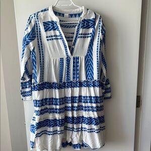 Blue and White Patterned Dress